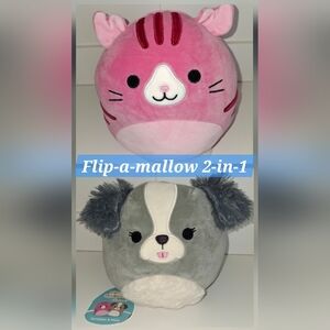 SQUISHMALLOW Flip-a-mallow 2 In 1 Plush Geraldine & Malu - Cat & Dog - 8 Inch
